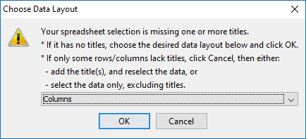 Choose data layout dialog box
